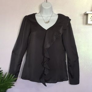Ann Taylor Ruffled Long Sleeve Blouse